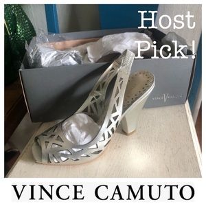 CHROME METALLIC Sling-Back Heels by VINCE CAMUTO